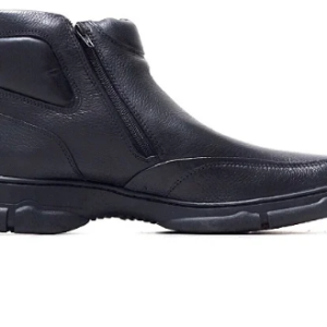 Bota Ortopédico Masculino em Couro Legítimo com Elástico e Zíper