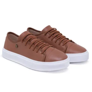 Tênis Casual Feminino Sapatenis em Couro Legítimo Calce Fácil